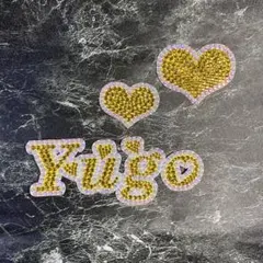デコうちわ　デコ文字　うちわ　団扇　【 Yugo 】 ハート　イエロー