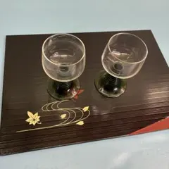 グラス 透明・緑色 2個セット