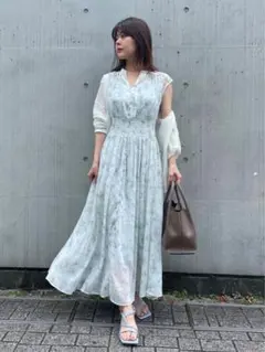 【FRAY I.D】ラインアートシフォンクレープワンピース ★新品タグ付き★