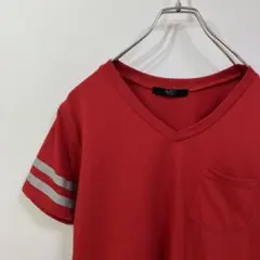 AZUL by moussy サイドライン プリント Vネック Tシャツ 古着