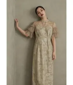 niana スパンコール刺繍レースドレス キーホールネック オケージョンドレス