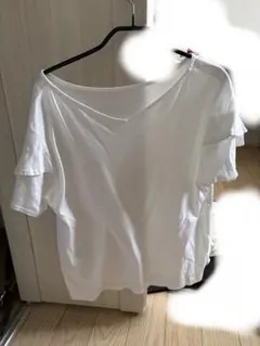 ROPE フリルスリーブ Tシャツ ホワイト 38 前後どちらでもきれます。のサムネイル