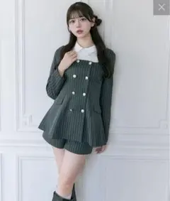 クラシカルフリルカラージャケット パンツ チャコールグレー