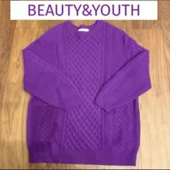 BEAUTY&YOUTH パープル ケーブルニット 長袖　紫