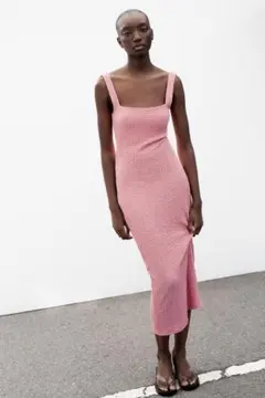 ZARA ザラ　テクスチャーミディワンピース