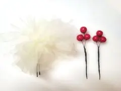 ⑨ 成人式 七五三 卒業式 髪飾り ヘアピン ヘッドドレス チュール