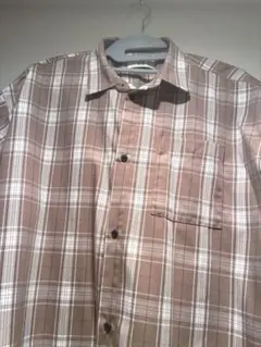 ブラウンチェック柄ボタンシャツ Mサイズ