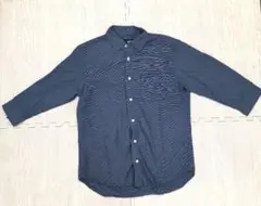 【リネン混】AZUL BY MOUSSY 七分袖 ストレッチシャツ ブルー M