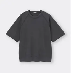 GU ジーユー ウォッシュドスウェT（5分袖） ダークグレー 美品