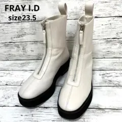 FRAY I.D フレイアイディ　センタージップ　ミドルブーツ　レザー　厚底　白
