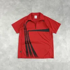 美品 00s Y2k adidas テック系ポロシャツ メンズM 赤/黒のサムネイル