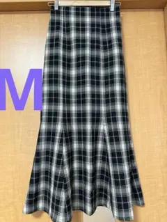 美品　チェック柄マーメイド・ロングスカート M