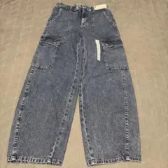 【新品未使用】GU バレルレッグカーゴジーンズ ブルー M