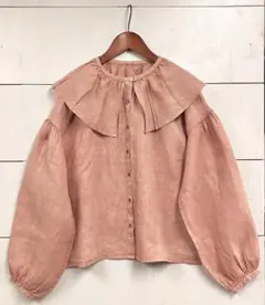 新品♪TSUHARU襟フリルリネンブラウス