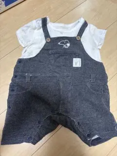 ストライプオーバーオール 70cm80cm スヌーピー 美品　サロペット風