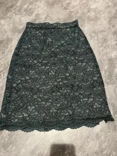 PROPORTION ダークグリーン レースタイトスカート 1