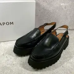 PADRONE パドローネ チャンキーソールレザークロッグサンダル 42 黒色