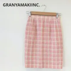 GRANYAMAKIINC.　ピンクチェックスカート　ひざ丈スカート　9ARのサムネイル
