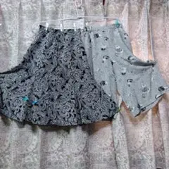 ペイズリー柄フレアスカートとパンツセットリメイク材料古布です