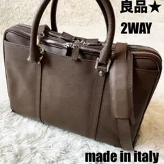 良品★ Dell'ga デルガ レザー ビジネスバッグ 2WAY ダークブラウン