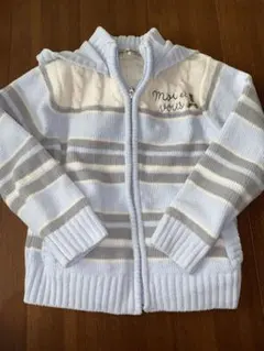 pom ponette 水色 ストライプ フード付き　パーカー 130cm