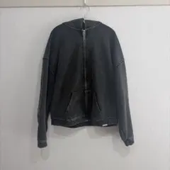 ダークグレー フルジップパーカー　韓国ファッション