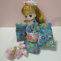 ミキちゃんマキちゃん　お着物　水色(１０）
