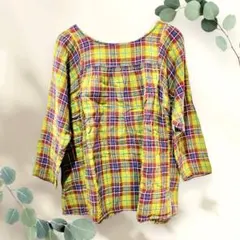 【SALE❗️】shuca L チュニック 五分袖 チェック柄 シャツ 大きめのサムネイル