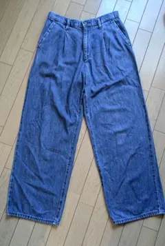 ユニクロ ドレープデニムタックパンツ　BLUE L