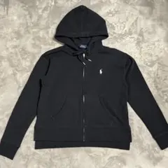 polo ralph lauren パーカー ジップ スリット ロゴ ポニー 黒