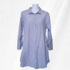 【サマンサモスモス】SM2 ストライプ長袖シャツ ワンピース ブルーM