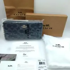 COACH 長財布 シグネチャー デニムマルチ ラウンドファスナー C4452