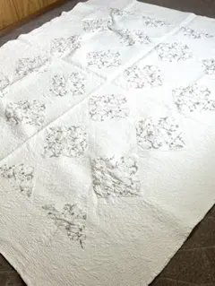 フランス アンティーク 透かし花柄刺繍 テーブルクロス クリーム色 