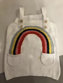 虹刺繍 ホワイトニットトップス　ベビー用