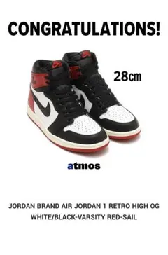 28㎝　NIKE AIR JORDAN 1 OG black toe つま黒
