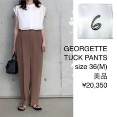 美品 6 ROKU ロク ビューティー&ユース ジョーゼット タックパンツ モカ