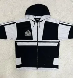 Kappa 80s フード付きジャージ 黒/グレー トラックジャケット L