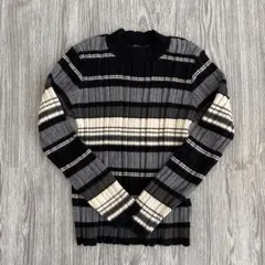 mysty woman 長袖ニットセーター F 黒 グレー 白