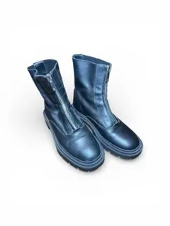 フロントジップブーツ厚底 本革 トラックソール EU39 ZARA