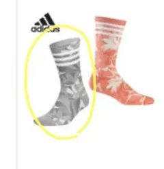アディダス　ゴルフ　 フローラルクルーソックス 22cm〜24cm　グレー