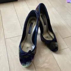 パンプス　ベロア　24cm 9cmヒールのサムネイル