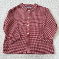 familiar 赤と白のチェック柄シャツ 90