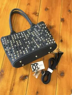 DEAVEL（ディアベル）スタッズハンドバッグ 2way ブラックレッド