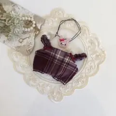 アイナナ モンぬい サロペットセット コーデュロイ タータンチェック×ローズ系