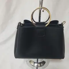 a.v.vゴールドリングハンドル 黒 ミニボックスバッグ2way美品