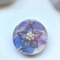 レジン　ヘアゴム 花モチーフ　ブルー◡̈♥︎パープル　紫陽花