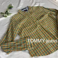 E◇1473【LLS】トミージーンズ Tommy jeans チェックシャツ　M