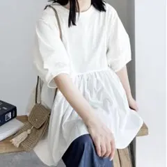 reca パフスリーブペプラムプルオーバー