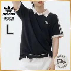 新品 韓国 adidas L ワッフル 黒 ポロシャツ アディダス レア 完売品のサムネイル