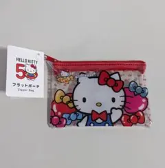 ハローキティ50周年記念　フラットポーチ　サンリオのサムネイル